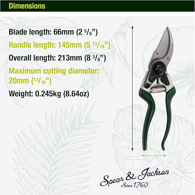 Spear & Jackson 6459KEW Kew Gardens Collection Left-Handed Bypass Pruners