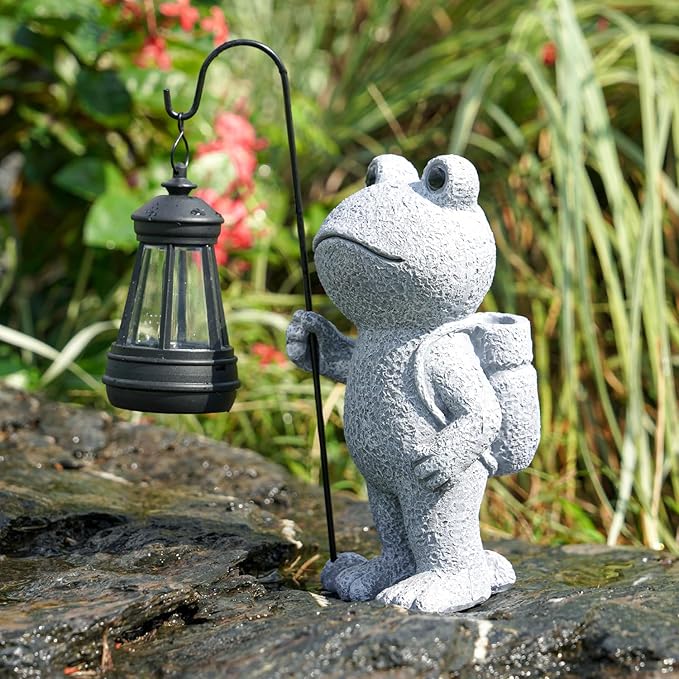 Garden Statue Outdoor Decor, Patio Garden Sculptures & Statues, Resin Outdoor Decor Gift for Women Mom Grandma (Frog)