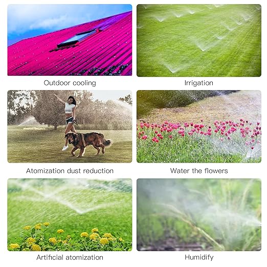 MSDADA 100pcs Micro Spray Adjustable Flow Irrigation Drippers, Garden Adjustable Sprinkler drip Irrigation Mister Heads with 3 Tee Irrigation Misting Drip Kit(Green)