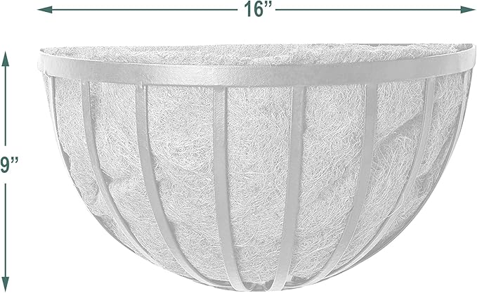 Arcadia Garden Products 1527 Half Round Wall Mounted Hanging Planter Basket with Coco Liner 16"