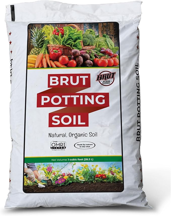 Brut Organic Potting Soil – 1 CF – Everything Your Plants Need in one Bag. Indoor and Outdoor Container Plants. 10 Pack