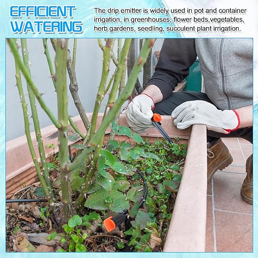 50 Pack Drip Emitters, Adjustable Water Flow Drippers for 1/4" Drip Irrigation Tubing, Garden Succulent Watering Dripper Sprinkler for (4-7mm) Watering System (A)