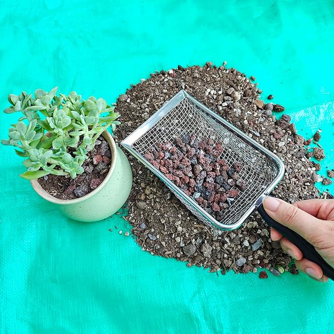 Gardening Soil Sifter Pack of 2 - Garden Sand Soil Compost Sifter with Handle - Two Garden Sifters (3.8mm and 5mm Mesh),Ideal for Sand, Rocks, Dirt, Compost - Perfect for Gardening