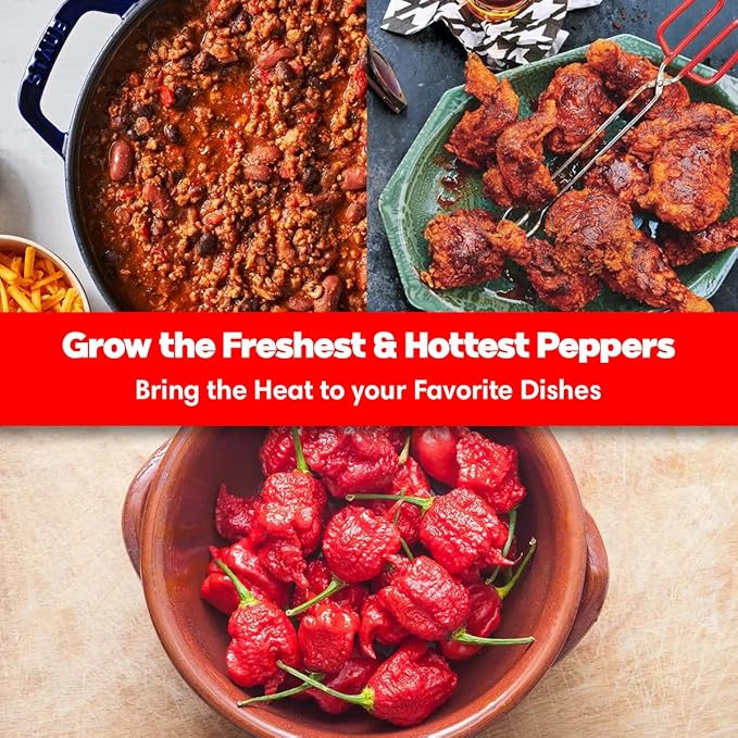 Carolina Reaper Ghost Pepper Grow Kit - All in One Starter Grow Kit - Grow The Hottest Peppers Garden Grow Kit Seeds Included