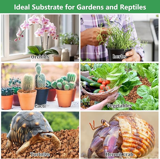 Legigo 6 Pack Coco Husk Chips- 6.6 LB 100% Organic Coconut Coir Chips Brick Potting Soil Mix with Low EC & PH Balance, Compressed Coconut Substrate Coco Chips Mulch Medium for Garden, Flowers, Plants