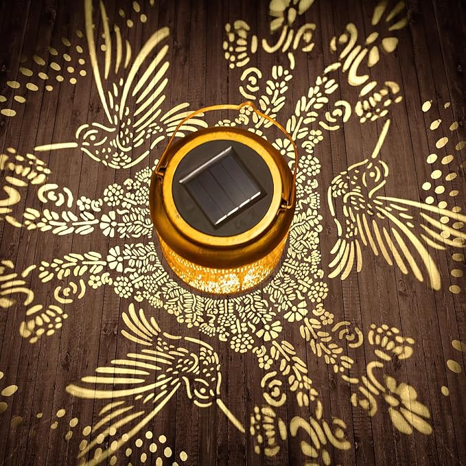 Hyrion Hummingbird Solar Lanterns Outdoor Waterproof Metal Hanging Lights, Garden Decor Gifts for Women, Mom, Grandma Solar Decorations for Yard, Patio, Backyard, Porch, Lawn, Tabletop (2 Pack)