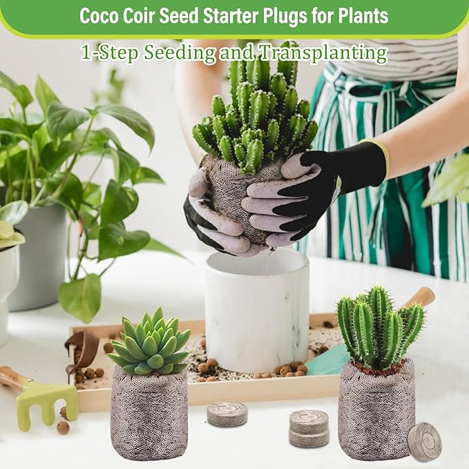 Legigo 50 PCS Coco Coir Pellets Seed Starter, 30mm Coconut Coir Seed Starter Pods for Seedlings, Compressed Seed Plant Starter Soil Pods Plugs for Starting Seed Planting Herbs Flowers Vegetables