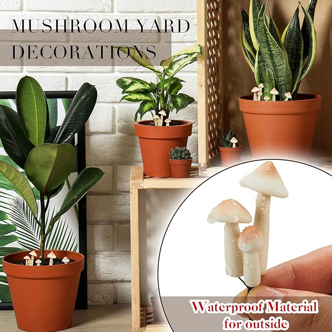 Taiyin 10 Pcs Luminous Mushroom Miniature Garden Mushrooms Outdoor Decor Waterproof Glow in The Dark Yard Decor for Fairy Outdoor Garden Micro Landscape Christmas Tree Decor