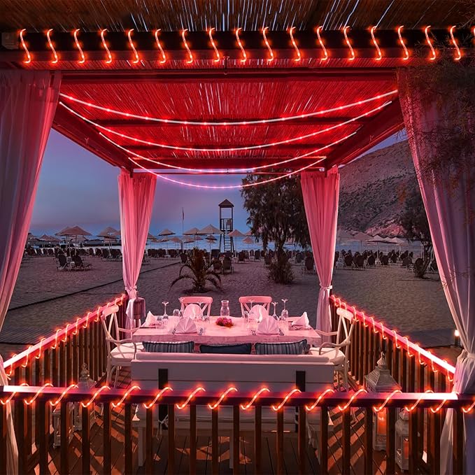 66FT 200 LED Rope Lights for Outside, Christmas String Lights with Waterproof 8 Modes, Flexible and Connectable Plug in Fairy Lights for Outdoor Indoor Bedroom Patio Wedding Decorations, Red