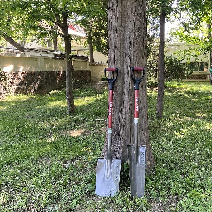 KYLIN 14-Gauge Heavy Duty Shovels Set,2-Piece Fiberglass D-Handle Spade,16” Drain Landscping Shovel, for Gardening, Cleaning Out Ditches, Laying Cable Channels, Construction and Landscaping Industry.