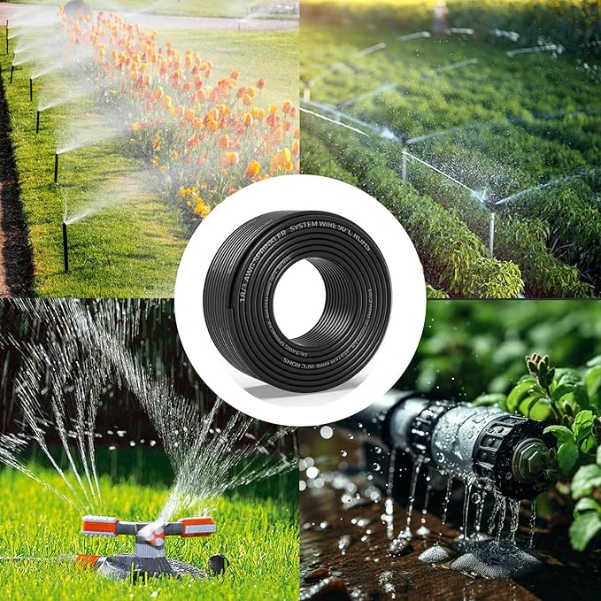 18/3 Solid Sprinkler System Wire 150ft, 18 Gauge Irrigation Wires PVC Jacket Sprinkler Cable for Underground Irrigation Valves Field Central Control System