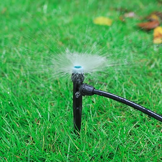 40Pcs Drip Irrigation Emitters Sprayers for 1/4" Tubing, Adjustable 360 Degree Water Flow Sprayers on 5.5" Arrow Stake for Garden Irrigation Watering System
