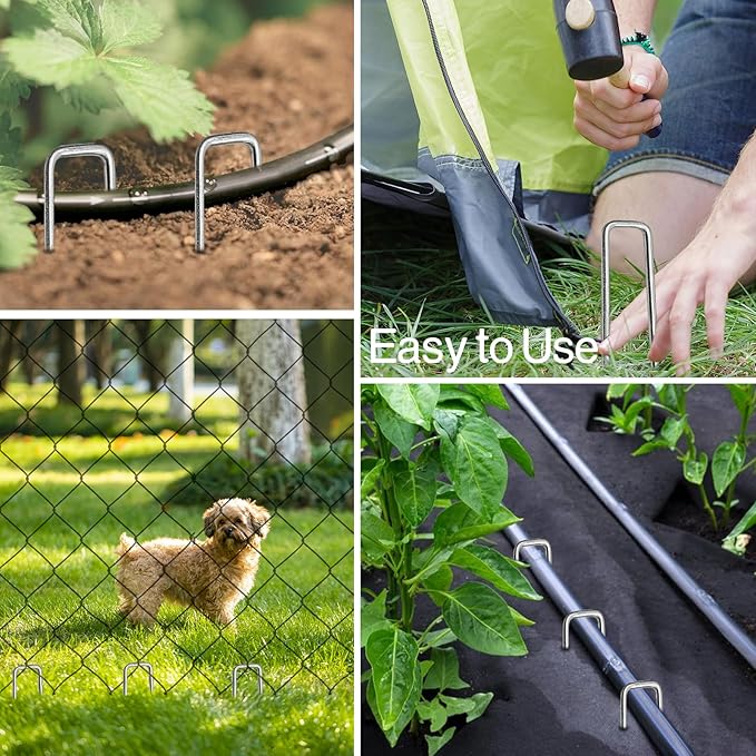 5 Inches Landscape Staples,Galvanized Garden Stakes Yard Stakes Garden Staples Prefect for Weed Barrier Fabric,11 Gauge Landscape pins for Tent,Balloons, Irrigation Tube. (40Pack,5 inch)