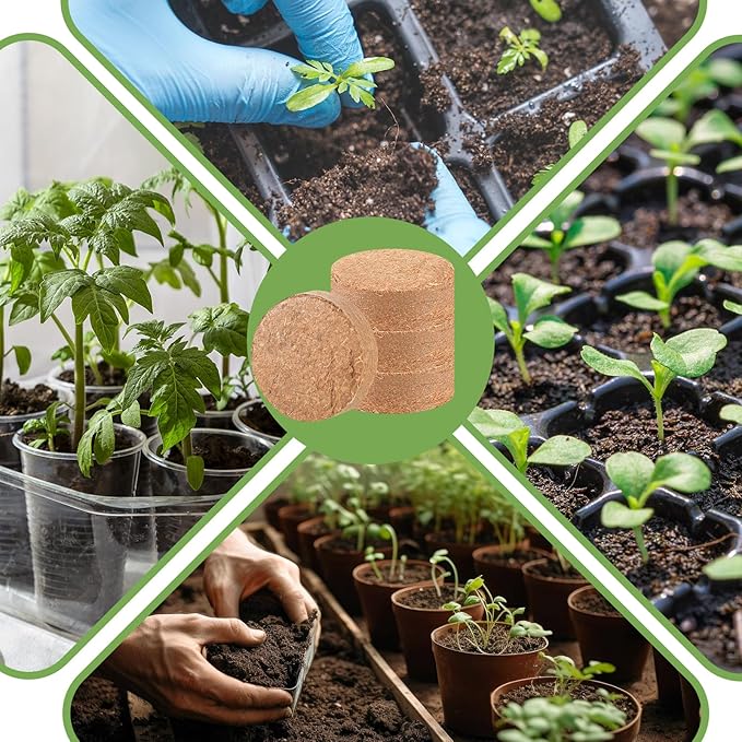 Sasylvia 500 Pcs (30mm) Compressed Coconut Coir Fiber Potting Soil Expanding Organic Coconut Coir Pellet Fiber Soil for Potted Plants, Succulents, Agricultural Cultivation, Home Planting