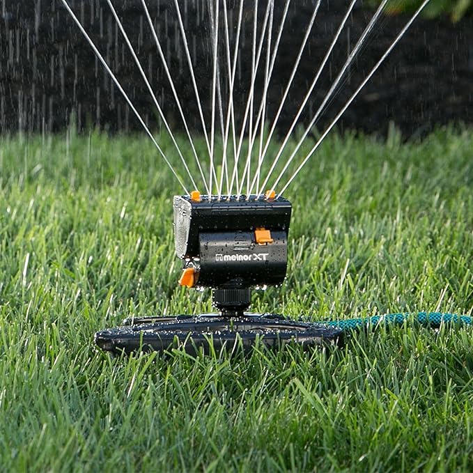 Melnor 65131AMZ MiniMax Turbo Oscillator Sprinkler, 4000 sq. ft., 4-Way Adjustable, Quick Connect Bundle, Black, Yellow