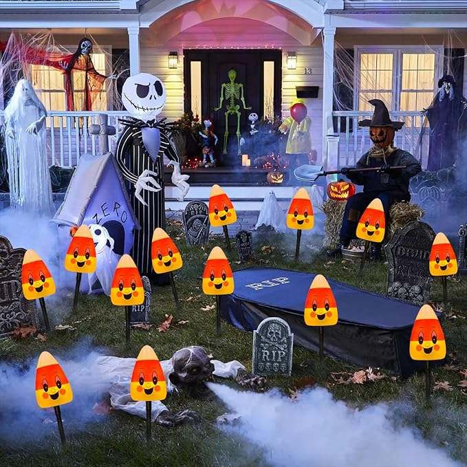 7Ft LED Halloween Decorations Outdoor Pathway String Lights, 4 Pack Thanksgiving Corncob Walkway Lights for Outdoor Halloween Party Patio Yard Walkway Garden Decoration and Lighting