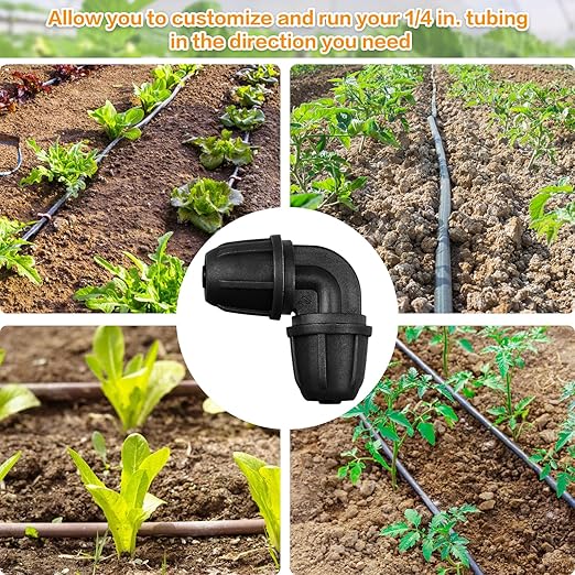 Upgraded 1/4" Drip Irrigation Elbow Fittings:24 Pieces Leak Free Lock Barbed 90 Degree Elbow Connectors for1/4 Inch Irrigation Tubing Quick Connect Parts for Garden Landscape System