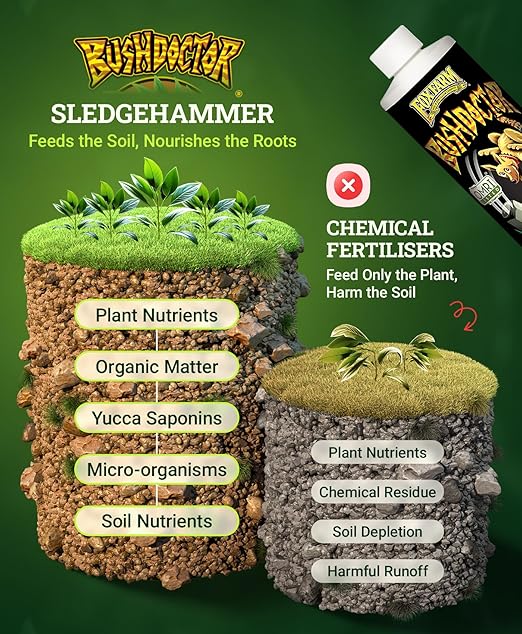 FoxFarm BushDoctor Sledgehammer - Rinse Formula with Yucca Saponin, Clears Fertilizer Buildup, Enhances Root Moisture Absorption - Perfect for Hydroponic and Soil Application (Pint)