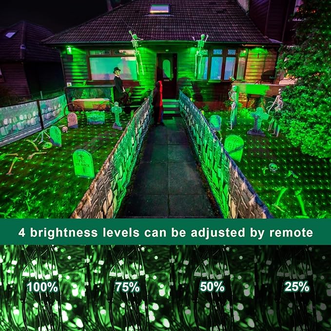 Green Christmas Net Lights Outdoor, 360 LED Plug-in With Remote, 12x5 Ft Extendable 8 Modes Waterproof Net With Green Wire for Bushes Gazebo Lawn Patio Garden Tree