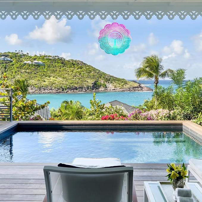 Decoroca Hanging Wind Spinner - Tree of Life 12in Wind Spinner Outdoor, Stainless Steel Wind Spinners Yard Garden Decor Indoor, Kinetic 3D Metal Crafts Ornaments Decoration