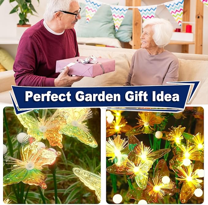 TONULAX Solar Firefly&Butterfly Garden Lights - Outdoor Light for Yard Decoration, Larger Solar Panel, Waterproof LED Garden Lights for Pathway&Holiday Decor (4pack)