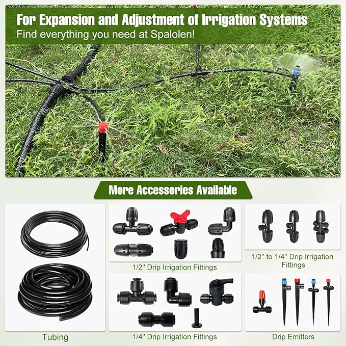 6 Pack 1/2'' to 1/4'' Drip Irrigation Fittings, Push-to-Connect 3 Way Drip Irrigation Part Barbed Tee Connectors, Anti-Leak Locked Splitter Fitting for 1/2" Irrigation Tubing (0.6''-0.67''OD)