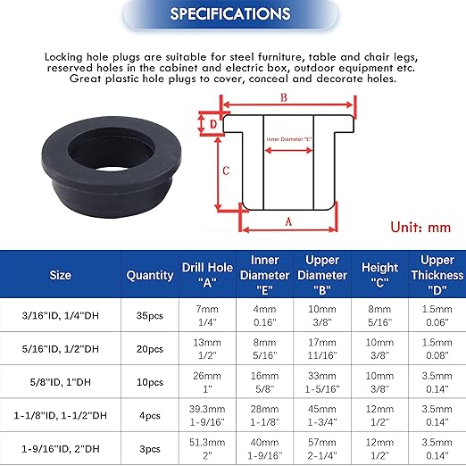 1-1/2 Inch Drill Hole, 1-1/8 Inch ID Silicone Rubber Grommets for Wiring, Firewall Hole Plug, Top Hat Grommets for 1-1/8 Inch OD Vinyl Tubing in Hydroponic and Irrigation Systems, 4 Pack
