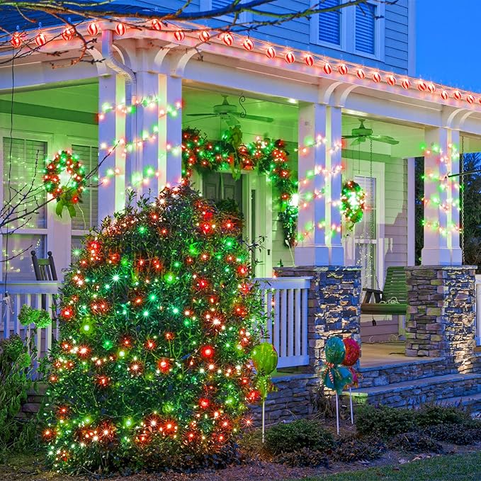 500 LED Halloween Lights Outdoor - 165ft Red and Green Christmas String Lights Indoor Clear Wire 8 Modes Plug in Waterproof Twinkle Fairy Lights for Indoor Outside Bedroom Home Party Decorations