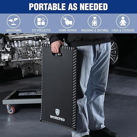 WORKPRO Extra Thick Kneeling Pad, Soft Foam Knee Cushioning, Extra Large Foam Kneeler Mat for Auto-Repair, Gardening, Workout Supplies, 28 x 16 x 1.2in, Black