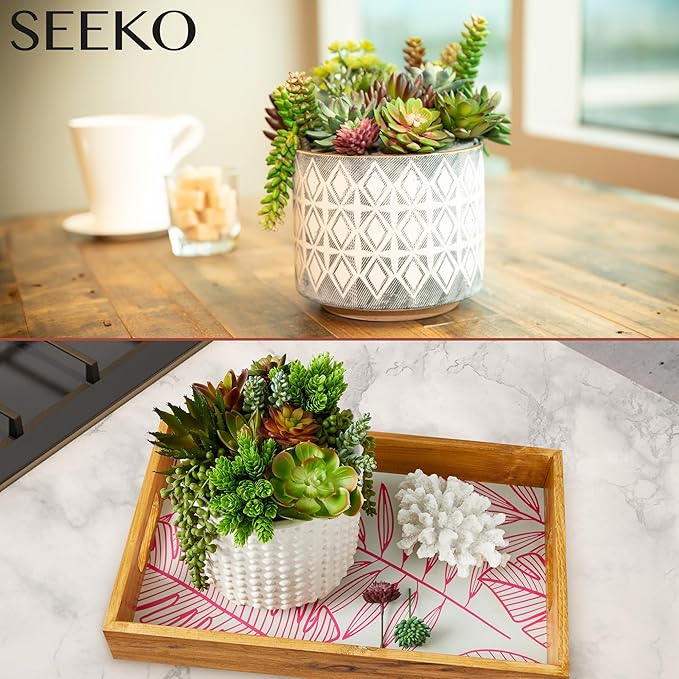 Succulents Plants Artificial (17 Pack) - Realistic Unpotted Fake Succulents - Faux Plants Decor for DIY - Includes a Premium Set of Stones and Floral Foam Blocks