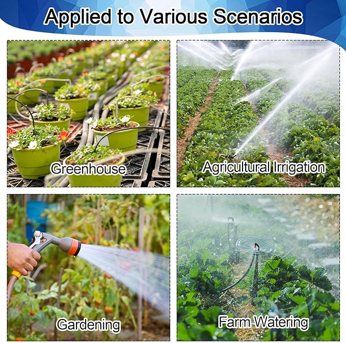 40 Pcs 1/2" Tubing Irrigation Fittings Kit 1/2 ID x 0.6-0.63 OD 16 mm Drip Irrigation Barbed Connectors Include 6 Switch Valves 18 Barbed Tee 8 Ends 4 Adapters 4 Elbows (Black and Blue)