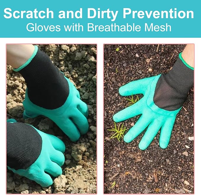 6 Pcs Garden Tool Set, Gardening Hand Tools Aluminum Alloy Starter Kit with Garden Bag, Heavy Duty Outdoor Tool Set with Ergonomic Handle, Gardening Gifts (No Flower Pattern)