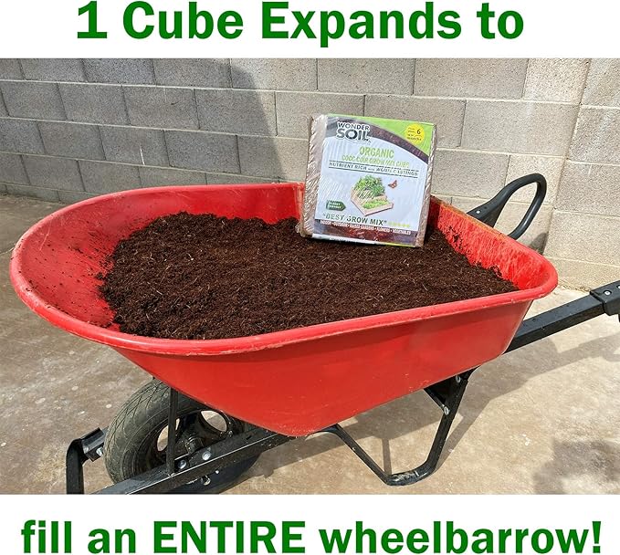 WONDER SOIL | Organic Coco Coir Brick/Block | Ready to Plant Compressed Coco Coir Fully Loaded with Nutrients | 10 LBS Block Expands to 2.5 Cu Ft | Incl Worm Castings & Nutrients