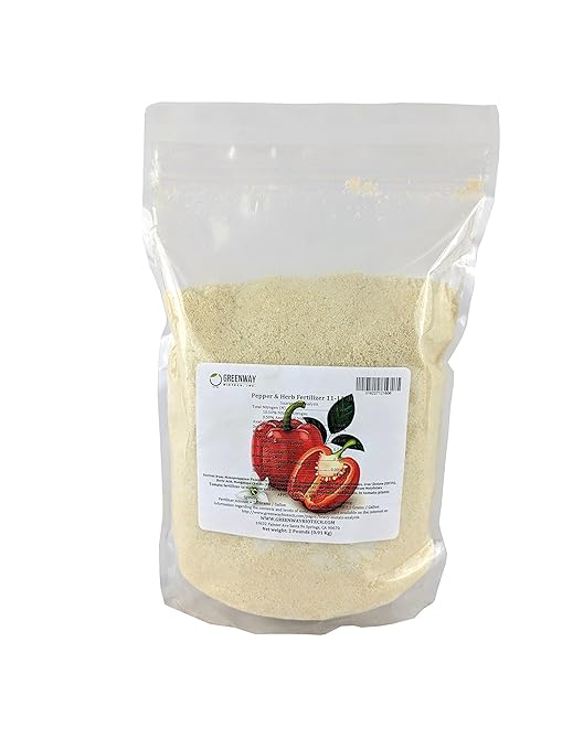 Greenway Biotech Pepper & Herb Fertilizer 11-11-40 Powder with Micronutrients and Trace Minerals- 100% Water Soluble Fertilizers (1 Pound Makes 200 Gallons)