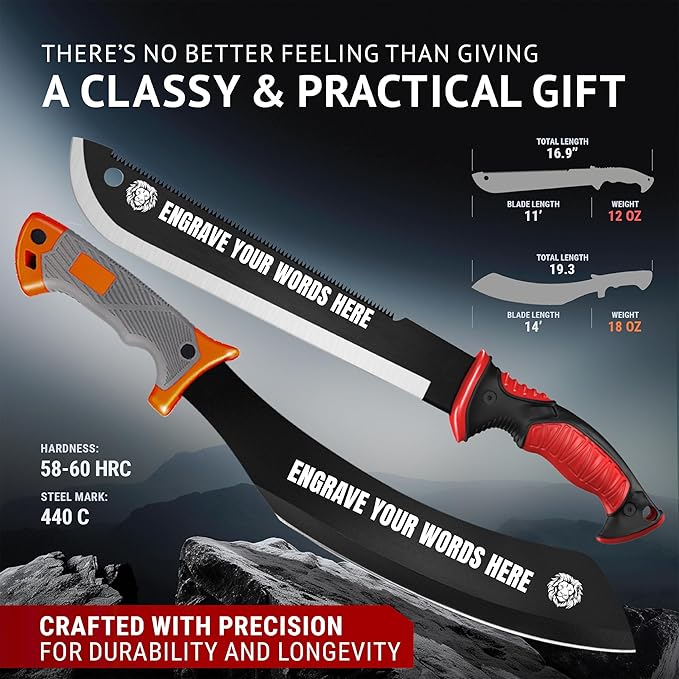 Machete with Saw - 25” Heavy Duty Tool & Sheath - Ergonomic No-Slip Handle - Survival Knife with Serrated Blade - Machetes for Bushcraft Outdoor Hunting Garden Cutting Trees and Yard Work