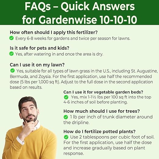 10-10-10 Plant Fertilizer Slow Release β 10 10 10 All Purpose Granular Garden Fertilizer for Fruit Trees, Evergreens, Vegetables, Arborvitae, Fig Trees, Shrubs, Pines, Oaks, Flowers