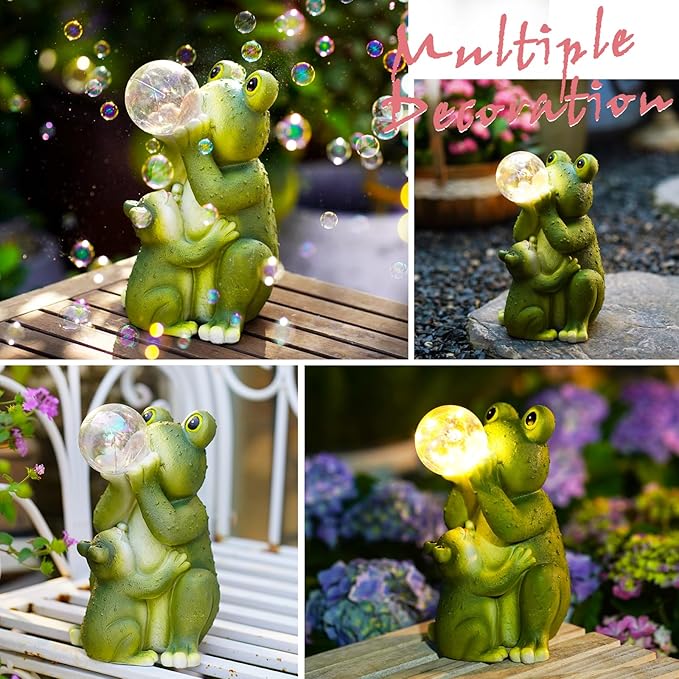 Solar Frog Outdoor Garden Statues: Outside Decor with Lights Clearance for Yard Art Lawn Ornaments Porch Patio Balcony Home House - Birthday Gifts for Grandma Mom Women