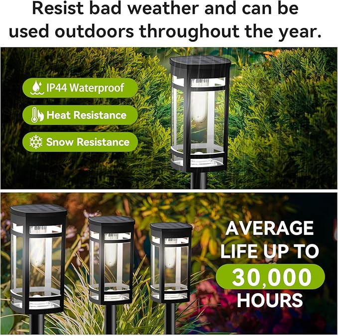 Solar Lights Outdoor Waterproof for Garden Pathway Walkway Driveway Yard Lawn Decorative Landscape Lighting. (Cool White Light, 1)