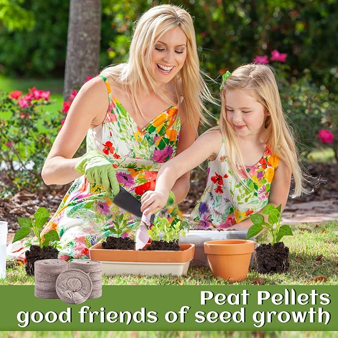 50mm Peat Pellet for Seedling - 50pcs Seeds Plant Starter Plugs, Compressed Nutrient Fiber Garden Soil Block with 50 Labels, Plant Pods Bulk for Transplanting Herb Flower Vegetables