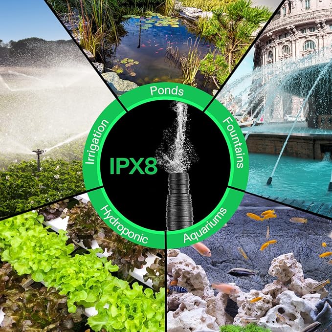 VIVOSUN 2600 GPH Submersible Water Pump with Barrier Bag, Ultra Quiet 200W Pond Pump for Pond, Waterfall, Fish Tank, Statuary, Hydroponic, 20Ft. Lift Height