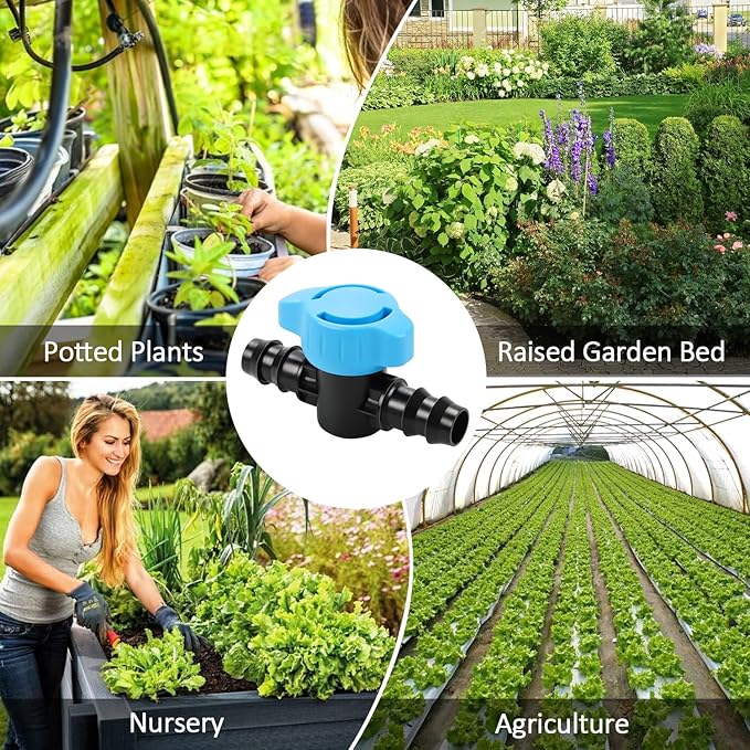 8 Pack Drip Irrigation 1/2 Inch Barbed Shut Off Valve, Drip Line 1/2" In-Line Ball Valve Parts for 1/2 Inch 16mm Drip Irrigation Tubing (.570-.620" ID) for Drip Sprinkler Systems