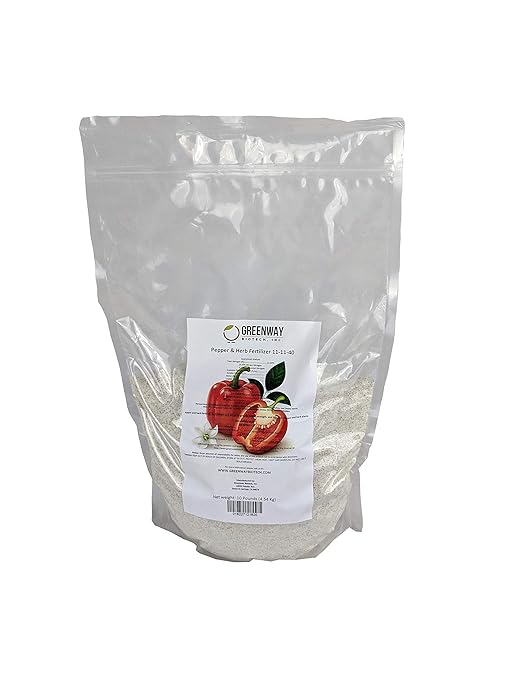 Greenway Biotech Pepper & Herb Fertilizer 11-11-40 Powder with Micronutrients and Trace Minerals- 100% Water Soluble Fertilizers (10 Pounds Makes 2000 Gallons)