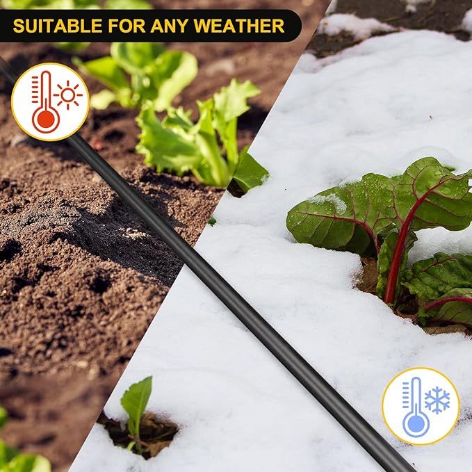 100FT 1/4 Inch Drip Irrigation Tubing, Distribution Hose Tube Kit Includes 2pcs 6-Way Connectors & 20pcs 1/4" Tee Splitters and End Plugs for Garden DIY Water-Saving Drip Irrigation System