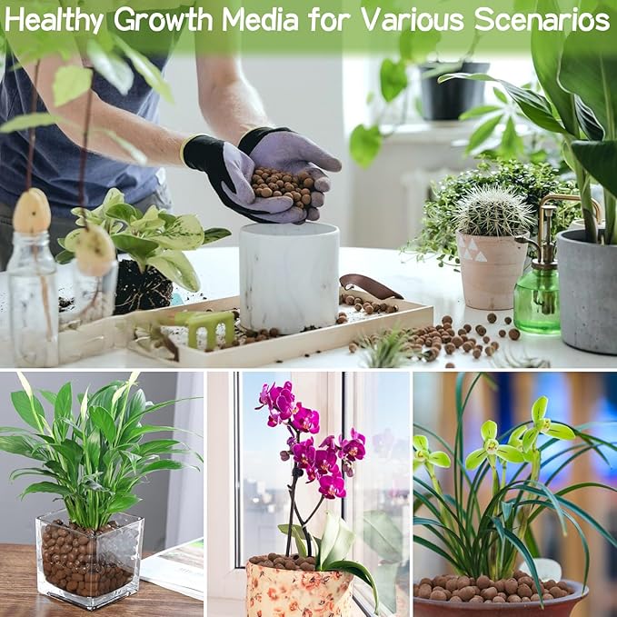 ZeeDix 15LBS Expanded Clay Pebbles for Plants, 4mm-16mm Clay Aggregate Grow Media, Natural Organic Clay Pebbles for Hydroponic, Gardening, Orchids, Decoration, Aquaponics