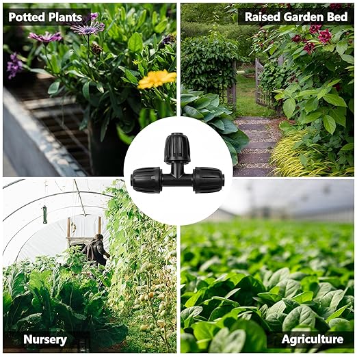 13 Pcs Drip Irrigation Fittings Tee 1/2 Inch, In-Line Barbed Tee Connector For 1/2 Inch Drip Tubing (0.60"-0.65" OD) Drip Line 3 Way T Parts