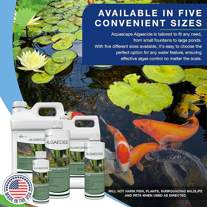 Aquascape Algaecide for Ponds, Waterfalls, and Fountains – Large-Scale Algae Control, 2.5 Gallons / 9.46 L, 96053
