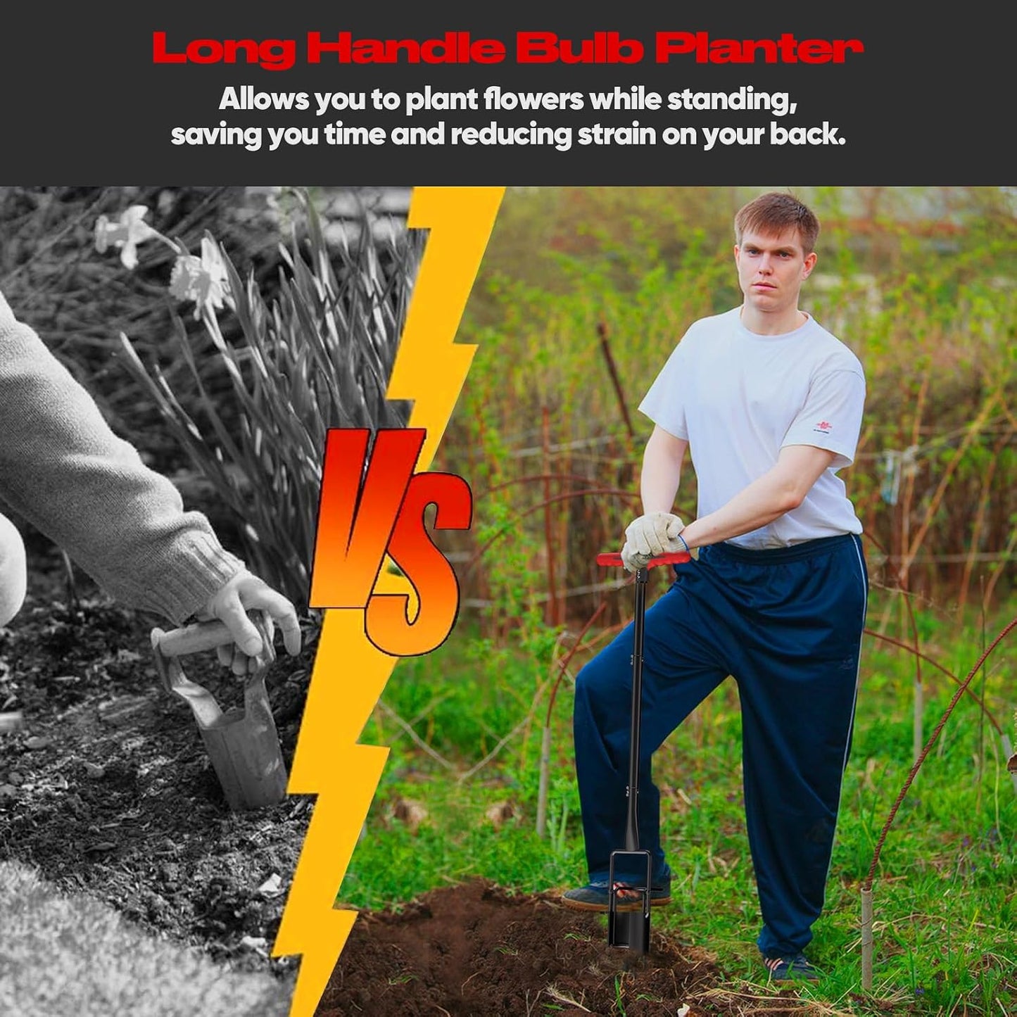 Long Handle Bulb Planter Tool, Standing Gardening Bulb Transplanter, Turf Remover Lawn Inserter - for Digging Holes