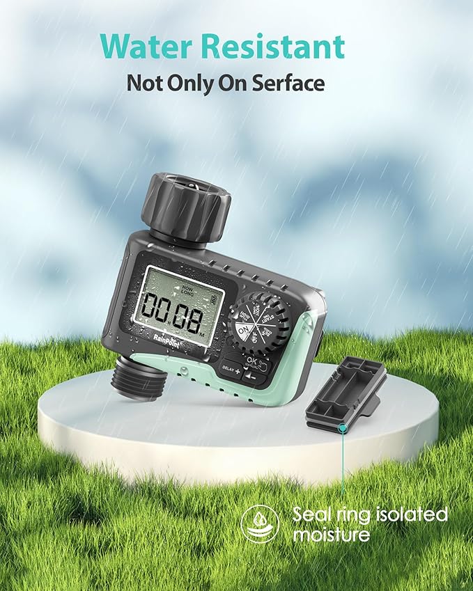 RAINPOINT Sprinkler Timer Outdoor, Water Timer for Garden Hose Faucet Timer, Programmable Watering Irrigation Timer with Rain Delay/Manual, V2, 2024 Release(Plastic)