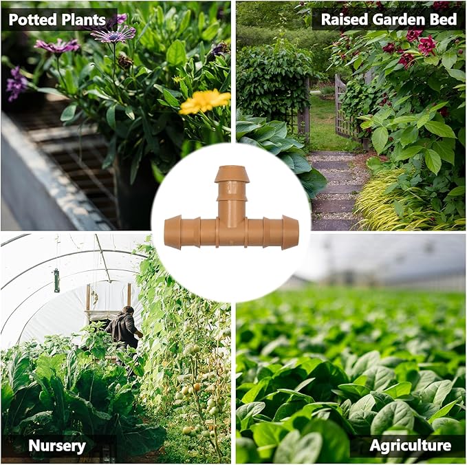 26 Pieces Drip Irrigation Fittings Tee Connectors for 1/2" Tubing, Barbed T 3 Way Connectors for 1/2 Inch Irrigation Tubing Drip Line Tees for Drip Sprinkler Garden Lawn Systems