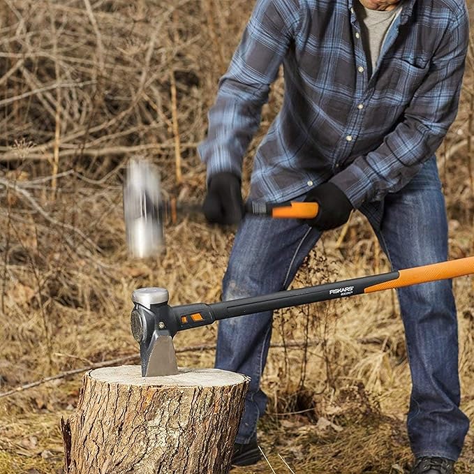 Fiskars Pro IsoCore Splitting Maul and Stainless Steel Axe, with Shock Reduction, 6 lb, 36 in